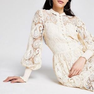 Cream Crochet Boho Dress